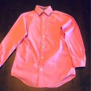 Pink and white thin pinstripe boys button down size 10